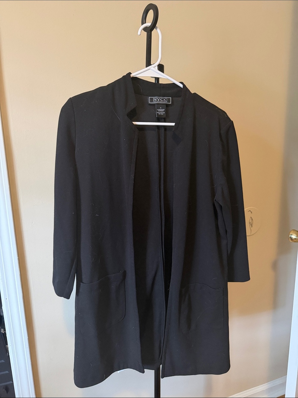New York & Company Black Open-Front Blazer Coat